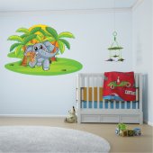 Adesivo Murale bambino elefante topolino