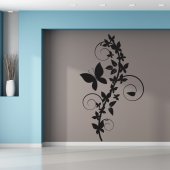 Adesivo Murale fiore farfalle