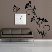 Autocolante decorativo flores com  borboleta