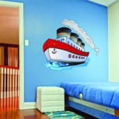 Autocolante decorativo infantil barco