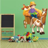 Autocolante decorativo infantil carro dos Cavalos