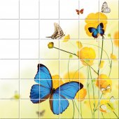 Butterfly Flowers - Tiles Wall Stickers