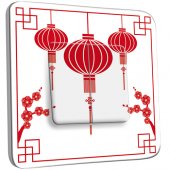 Interrupteur Décoré Double va et vient Motif Chinois Lampions 1 