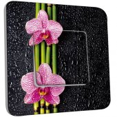 Interrupteur Décoré Poussoir Bambou orchidée 