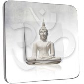 Interrupteur Décoré Poussoir Bouddha Zen Blanc