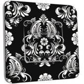 Interrupteur Décoré Poussoir Fleurs Abstrait Black&White 1