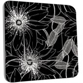 Interrupteur Décoré Poussoir Fleurs Abstraits Black&White