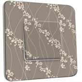 Interrupteur Décoré Poussoir Fleurs Abstraits Blanc/Taupe