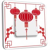 Interrupteur Décoré Poussoir Motif Chinois Lampions 1