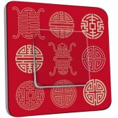 Interrupteur Décoré Poussoir Motif Chinois Rouge