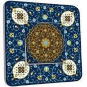 Interrupteur Décoré Poussoir Motif Oriental Bleu Mosaïque