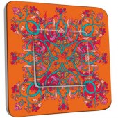 Interrupteur Décoré Poussoir Motif Oriental Orange