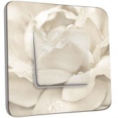 Interrupteur Décoré Poussoir Pétales de Fleurs Blanc Zoom