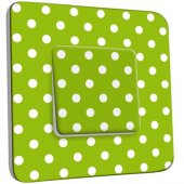 Interrupteur Décoré Poussoir Petits Pois Blanc Fond Vert