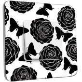 Interrupteur Décoré Poussoir Roses design Black&White