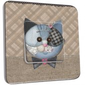 Interrupteur Décoré Simple Chat patchwork