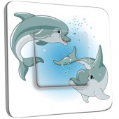 Interrupteur Décoré Simple Motif Dauphins Enfant