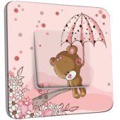 Interrupteur Décoré Simple Fille Ourson Rose