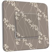 Interrupteur Décoré Simple Fleurs Abstraits Blanc/Taupe