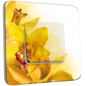 Interrupteur Décoré Simple Fleurs jaunes Zoom 2