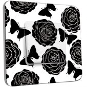 Interrupteur Décoré Simple Roses design Black&White