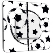 Intrerupator simplu decorate  Design Fotbal Alb&Negru Stele