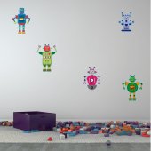 Kit Adesivo Murale bambini 5 robot