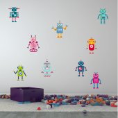 Kit Adesivo Murale bambini 9 robot
