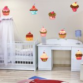 Kit Autocolante decorativo 9 Cupcake