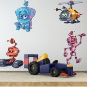 Kit Autocolante decorativo infantil 4 robôs