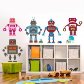 Kit Autocolante decorativo infantil 5 robôs