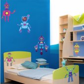 Kit Autocolante decorativo infantil 6 robôs