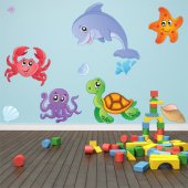 Kit Autocolante decorativo infantil ambiente marinho