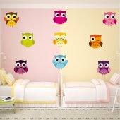 Autocollant Stickers enfant kit 9 hiboux