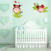 Autocollant Stickers enfant singe amoureux