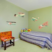 Kit Vinilo decorativo infantil 4 aviones