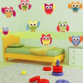 Kit Vinilo decorativo infantil 9 búhos