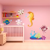 Kit Vinilo decorativo infantil pescado con cascara