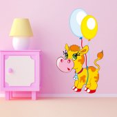 Naklejka ścienna Dla Dzieci - Krowa z balonami
