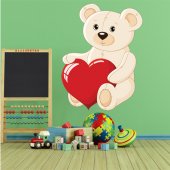 Naklejka ścienna Dla Dzieci - Niedźwiadek i Serce