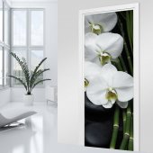 Naklejka na Drzwi - Biała Orchidea