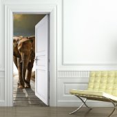 Naklejka na Drzwi - Słoń