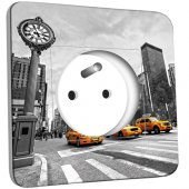Prise décorée New York Black&White Taxis Jaunes 
