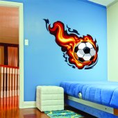 Autocollant Stickers ado ballon de foot en feu