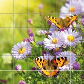 Stickers carrelage fleurs papillons