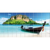 Stickers carrelage mer bateau