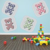 Autocollant Stickers enfant kit 4 oursons