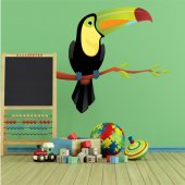 Autocollant Stickers enfant oiseau branche toucan 