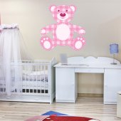 Autocollant Stickers enfant ourson carreau rose