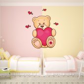 Autocollant Stickers enfant ourson grand coeur